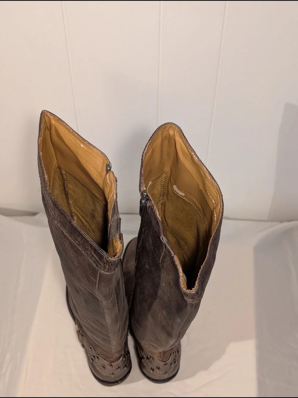 ANTONIO MELANI Brown Tall Leather Boots with Harness Detail